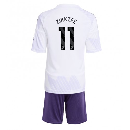 Stroje piłkarskie Manchester United Joshua Zirkzee #11 Koszulka Wyjazdowej dla dzieci 2025-26 Krótki Rękaw (+ szorty)